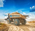 Big old roadworking tipper construction concept Royalty Free Stock Photo