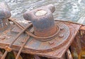 Big old rusty bollard Royalty Free Stock Photo