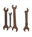 Big old rusty broken wrench and three point wrenches Royalty Free Stock Photo