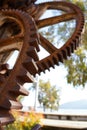 Big old rusty gear heavy industry mechanism chain Royalty Free Stock Photo