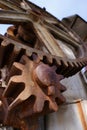 Big old rusty gear heavy industry mechanism chain