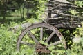 Big old wooden wheel of the ancient cart Royalty Free Stock Photo