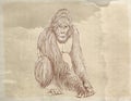 A big one gorilla Series of animals with vintage background, artistic postcards