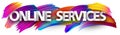 Big online services sign over brush strokes background