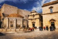 Big Onofrio Fountain and St. Saviour Church in Dubrovnik, April 12, 2015 Royalty Free Stock Photo