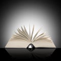 Big open book on dark background. Royalty Free Stock Photo