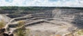 Big open granite quarry in Ukraine panorama Royalty Free Stock Photo