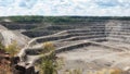 Big open granite quarry in Ukraine panorama Royalty Free Stock Photo
