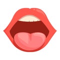 Big open mouth with red lips icon cartoon vector. Woman talk Royalty Free Stock Photo