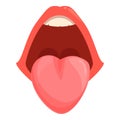 Big open mouth with tongue icon cartoon vector. Talk face woman Royalty Free Stock Photo