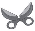 Big open scissors vector or color illustration