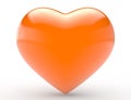 Big Orange Heart isolated On White Background 3d rendering