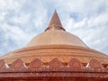 Big orange pagoda and white sky, The largest pagoda, Phra Pathom Chedi Nakhonpathom province Thailand Royalty Free Stock Photo