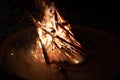 Big outside fire in summer night Royalty Free Stock Photo