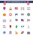 Big Pack of 25 USA Happy Independence Day USA Vector Flats and Editable Symbols of american; day; thanksgiving; saloon; bar