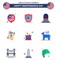 Big Pack of 9 USA Happy Independence Day USA Vector Flats and Editable Symbols of political; donkey; love; independence; holiday