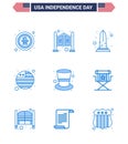 Big Pack of 9 USA Happy Independence Day USA Vector Blues and Editable Symbols of american; flag; western; country; usa