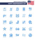 Big Pack of 25 USA Happy Independence Day USA Vector Blues and Editable Symbols of bloons; ireland; bottle; cell; mobile