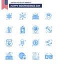 Big Pack of 16 USA Happy Independence Day USA Vector Blues and Editable Symbols of drink; bottle; american; chips; food