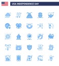 Big Pack of 25 USA Happy Independence Day USA Vector Blues and Editable Symbols of usa; heart; american; american; american