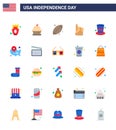 Big Pack of 25 USA Happy Independence Day USA Vector Flats and Editable Symbols of american; usa; thanksgiving; hand; usa