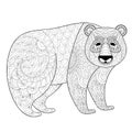 Big Panda in zentangle, tribal style. Freehand ethnic sketch