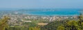 BIG panorama High angle view beautiful landscape of Ao Chalong bay and city sea side in Phuket Province, Thailand Royalty Free Stock Photo