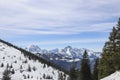 A Big panoramic photo of the Austrian alps. Salzkammergut region. Royalty Free Stock Photo