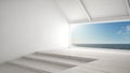 Big panoramic window with sea ocean background, summer scene, em Royalty Free Stock Photo