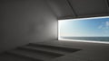 Big panoramic window with sea ocean background, summer scene, em Royalty Free Stock Photo