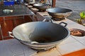 Big pans for cooking on the stoves