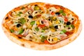 Big Party Pizza salami,mushrooms and vegetable-iso Royalty Free Stock Photo