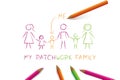 Big patchwork family colorful drawing