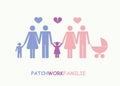 Big patchwork family separation concept pictogram Royalty Free Stock Photo