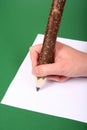Big Pencil In Hand Royalty Free Stock Photo