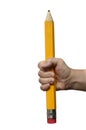 Big pencil in hand Royalty Free Stock Photo