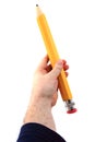 Big pencil in human hand Royalty Free Stock Photo