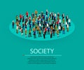 Big people crowd in circle. Society concept. Royalty Free Stock Photo