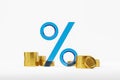 Big percent symbol and pile of dollar coins Royalty Free Stock Photo