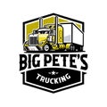 Big Pete Trucking Emblem Logo. Premium Trucking and Freight Company Related Logo Template Royalty Free Stock Photo