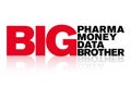 Big Pharma, Big Money, Big Data and Big Brother capital lettering Royalty Free Stock Photo