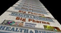 Big Pharma and pharmaceutical business newspaper printing media