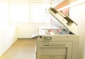 A photocopier machine and full access control of key card scanning panel in office. Royalty Free Stock Photo