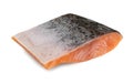 Big Piece Frozen Salmon Fillet Isolated on White Background Royalty Free Stock Photo