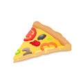 Big piece pizza, isolated over white background Royalty Free Stock Photo