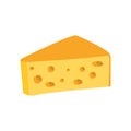 Big Piece Of Swiss Cheese With Holes Primitive Cartoon Icon, Part Of Pizza Cafe Series Of Clipart Illustrations Royalty Free Stock Photo