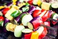 Big pieces of different grilled vegetables, closeup