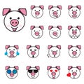 Big Pig Set of 15 high quality vector cartoonish emoticons Royalty Free Stock Photo