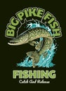 Big Pike Fish Vintage T-Shirt Illustration