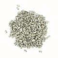 Big pile of american dollars on a white background, view from above Royalty Free Stock Photo